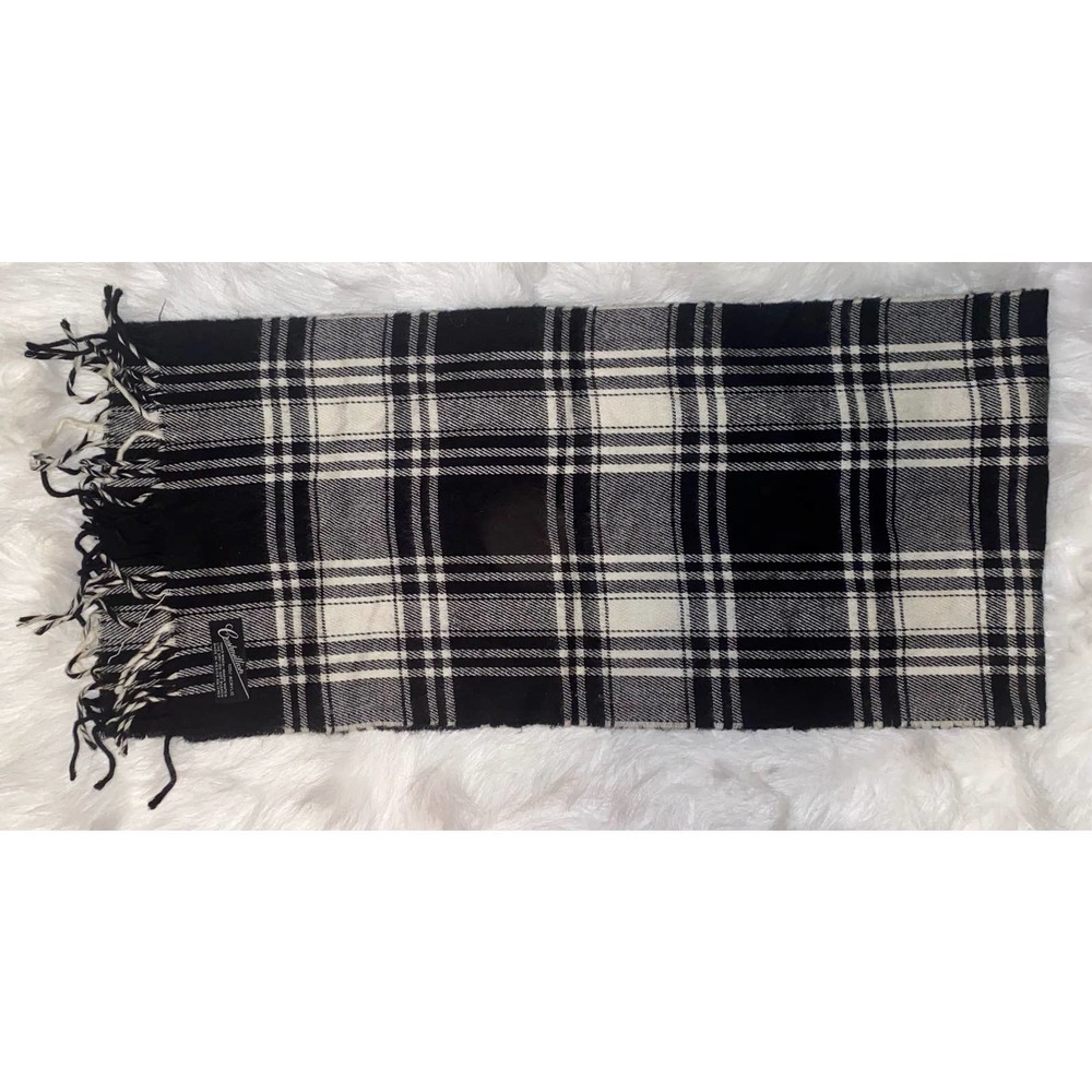 Black and White Plaid Scarf